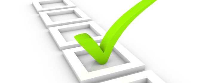 list of boxes with green check mark