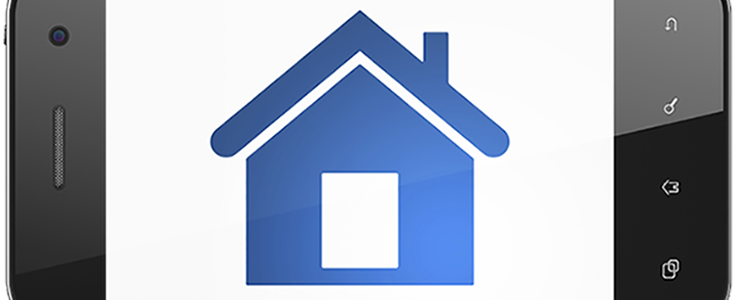 smart phone with a house icon