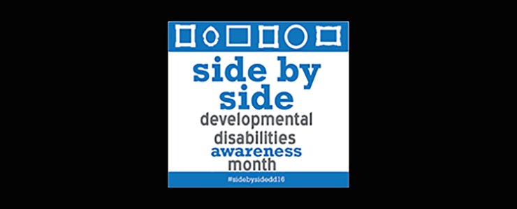 infographic for Developmental Disabilities Awareness Month with hashtag sidebyside16