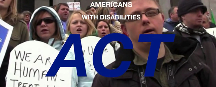 disability rally with text that reads Americans with Disabilities Act