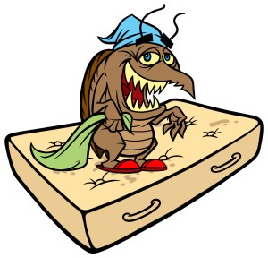 cartoon bed bug on a mattress