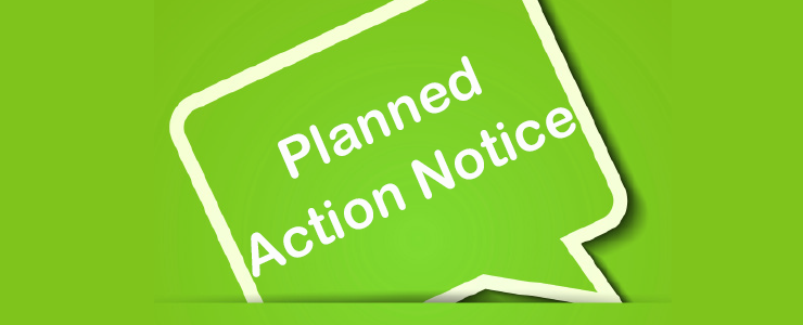 lime green quote box with text that reads Planned Action Notice