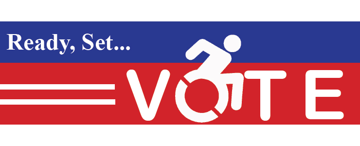 Ready Set Vote, with accessibility icon as the O in Vote