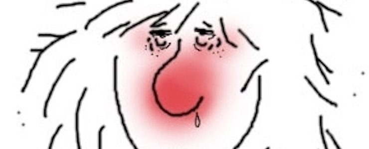 illustration of a sick person with a red nose