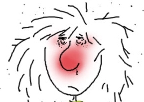 illustration of a sick person with a red nose