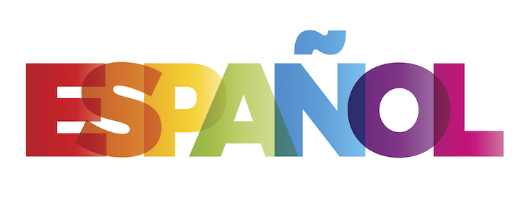 The word Espanol in colored rainbow.