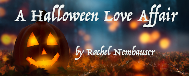 Jack o'lantern in the halloween night. Title reads: A Halloween Love Affair by Rachel Nemhauser.