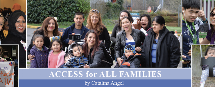 Images of families from different cultures. Text reads: Access for All Families by Catalina Angel