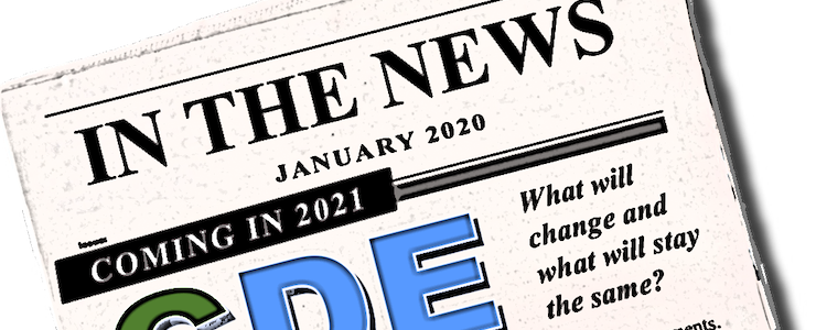 Graphic of a newspaper headline IN THE NEWS Coming in 2021 CDE Consumer Directed Employer.