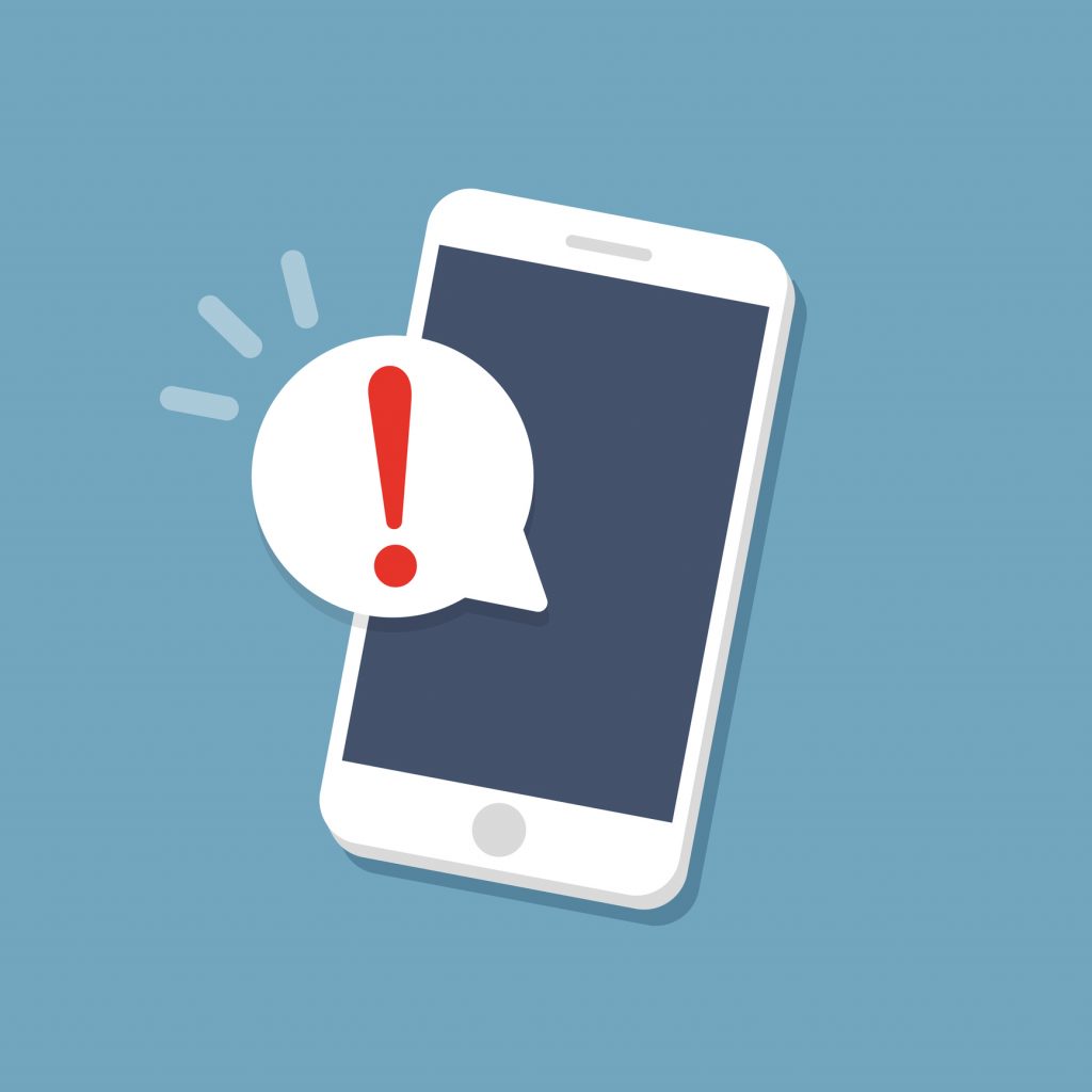 Alert notification on the smartphone screen. 