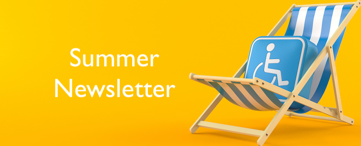 Disability symbol on deck chair isolated on orange background.