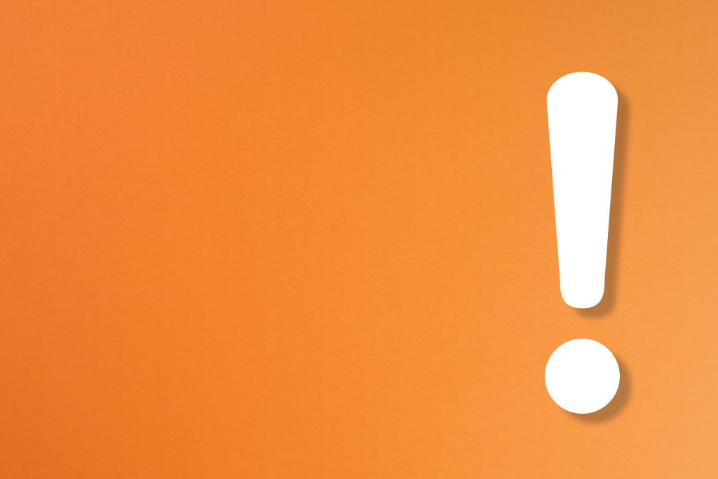 Exclamation mark on orange background