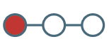 Three circles, with first circle filled with red, to indicate the first step in a process.