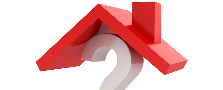 House Roof on Question Mark , This is a 3d Rendered Computer Generated Image. Isolated on White.
