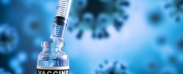 Covid-19 vaccine. Vaccine and syringe for injection