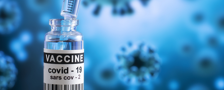 Covid-19 vaccine. Vaccine and syringe for injection